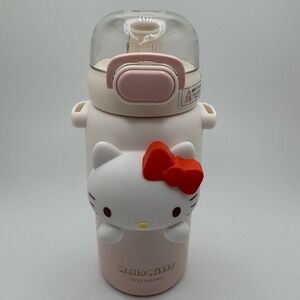 Pink Insulated Water Bottle with Strap New 16oz Reusable Drink Cup for Kids